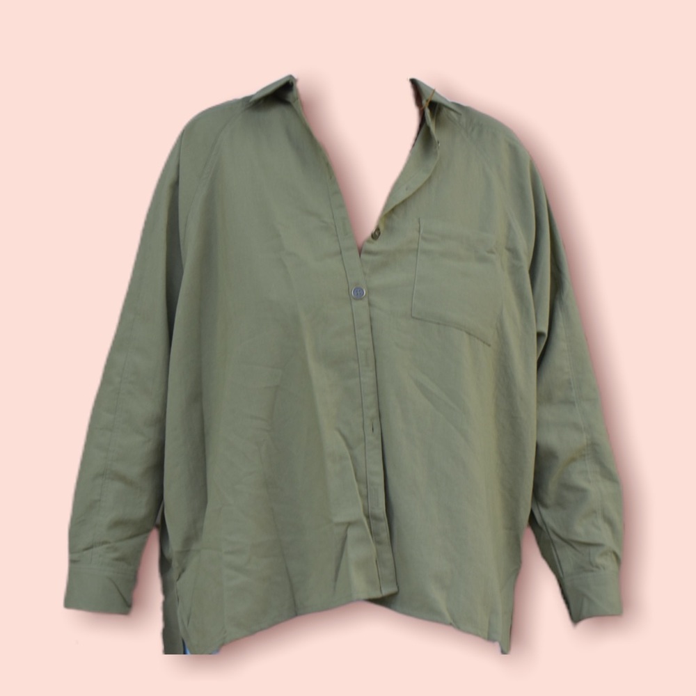 Olive Oversized Button Down Top ✨BRAND NEW RETAIL